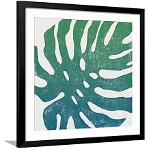 ART.COM Wall Art Print Tropical Treasures I Blue Green on Black Frame by Moira Hershey, 30x30