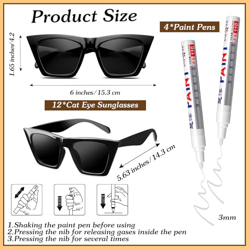 Flutesan 12 Pcs Personalized Sunglasses Bulk Custom Sunglasses with 4 Markers for Adult DIY Birthday Wedding Party Favors2