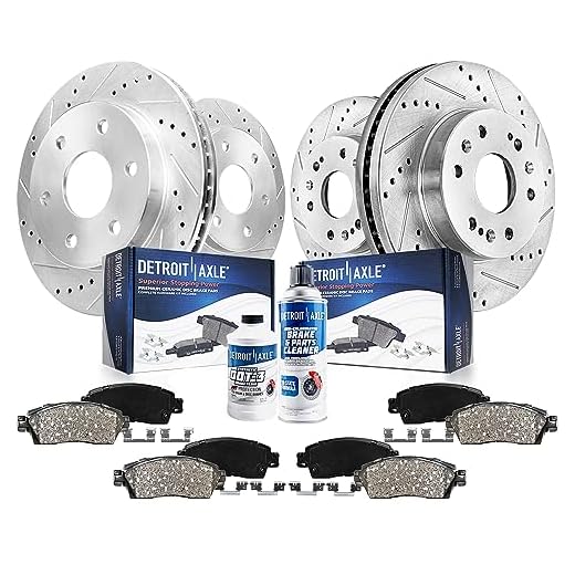 Detroit Axle - Front & Rear Drilled Slotted Rotors Ceramic Brake Pads Replacement for Silverado Sierra 1500 Tahoe Yukon Escalade - 10pc Set