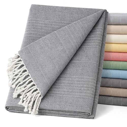 ECOMMERC3 Colcha multiusos de tamaño 180 x 260 cm para sofá y cama, cubrecama multiusos, color antracita, decorativa, para sofá, cama, funda de sofá, ligera y elegante