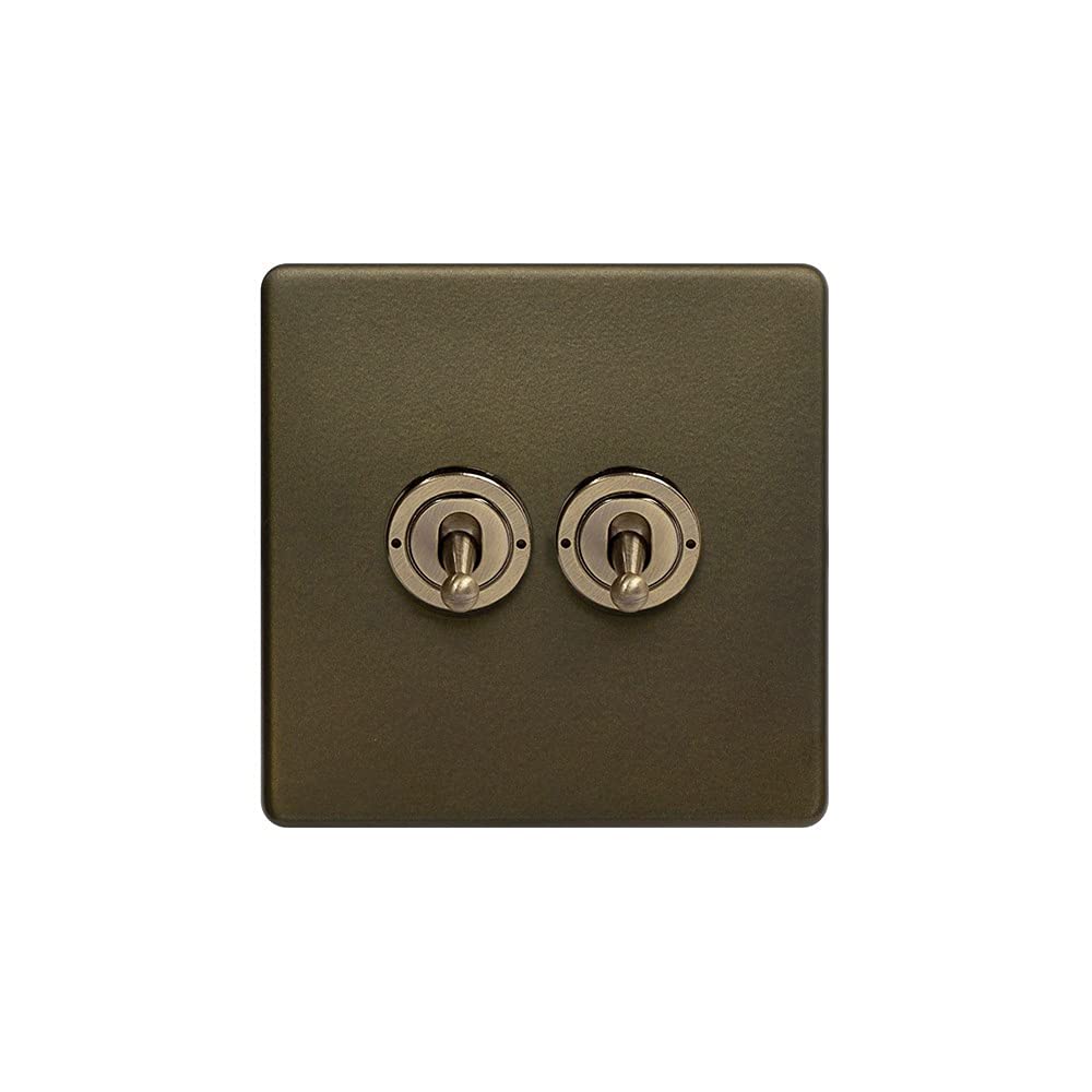 Soho Lighting Bronze 20A 2 Gang 2 Way Toggle Switch Screwless - Size: 86Mm X 86Mm