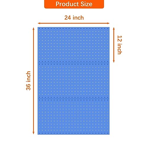 Image of TORACK 3 PCS Metal Pegboard Panels(12x24 inch) for Wall Garage Utility Tools Storage Pegboard for Workbench, Modular Peg Board Tool Organizer Board Kit(Pack of 3, Blue)