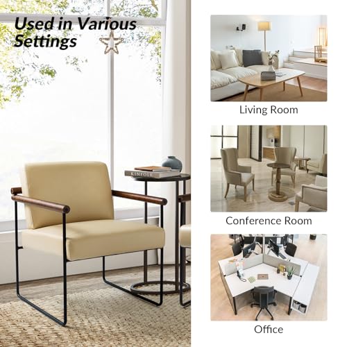 Sillón tapizado de piel sintética color Ivory miniatura 7