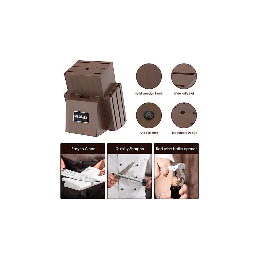 MOSFIATA-Kitchen-Knife-Set-15-Piece-Kitchen-Knife-Set-with-BlockSharpening-Rod-Ergonomic-Handle-for-Chef-Knife-Set-and-Serrated-Steak-Knives-Knife-Sharpener-and-Kitchen-Shears-Bottle-Opener MOSFIATA Kitchen Knife Set, 15-Piece Kitchen Knife Set with Block&Sharpening Rod, Ergonomic Handle for Chef Knife Set and Serrated Steak Knives Knife Sharpener and Kitchen Shears, Bottle Opener