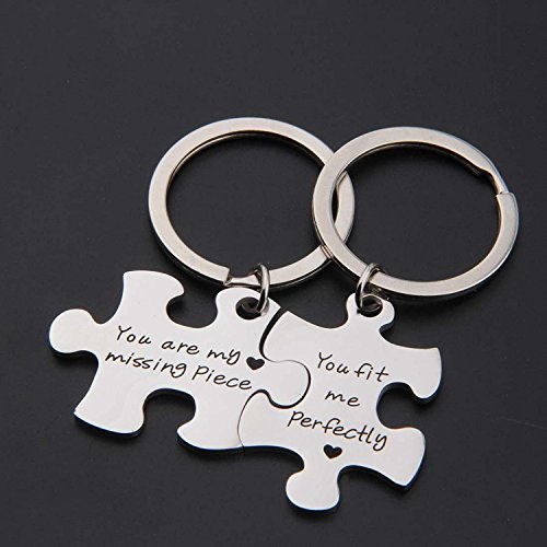 SEIRAA Couples Puzzle Keychain You Are My Missing Piece You Fit Me Perfectly Set Of Two2