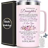 Lifecapido Daughter Gifts from Mom, Mothers Day Gifts for Daughter, You Will Always My Baby Girl Insulated Coffee Mug with Keychain, Lid & Straw(20oz, Rose Quartz)