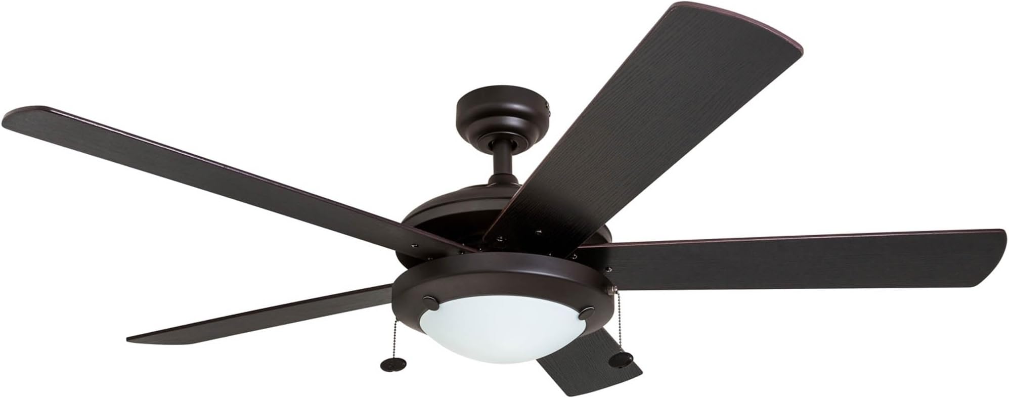 Prominence Home Bolivar, 52 Inch Modern LED Ceiling Fan with Light, Pull Chain, Dual Mounting Options, Dual Finish Blades, Reversible Motor - 80099-01 (Bronze)