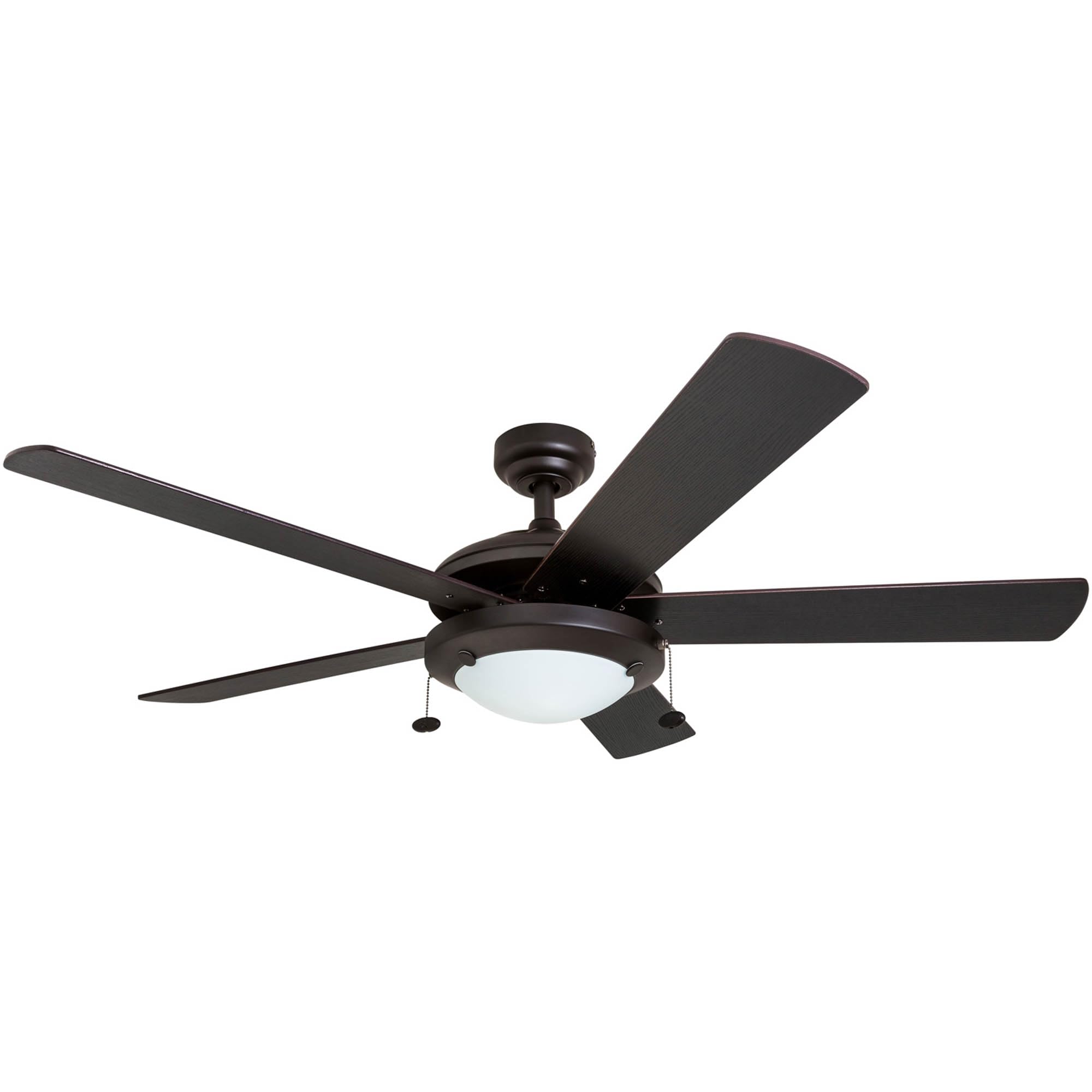 Prominence Home Bolivar, 52 Inch Modern LED Ceiling Fan with Light, Pull Chain, Dual Mounting Options, Dual Finish Blades, Reversible Motor - 80099-01 (Bronze)