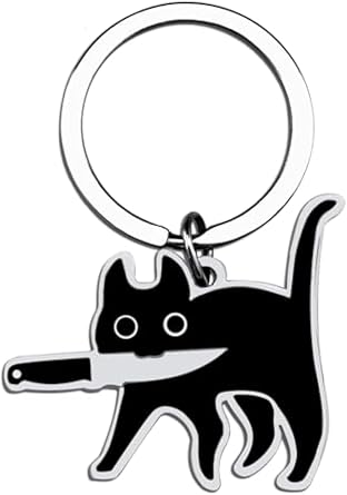 Miokkley Cute Black Cat Keychain, Funny Cat Lover Gifts for Women Men, Small Gifts for Mom Dad Cool Stuff Christmas Stocking Stuffers