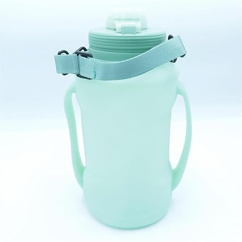 Miniatura 4 de Vasos de agua plegables de silicona de 64 onzas con popote, sin BPA, para botella de agua de deportes al aire libre (verde)