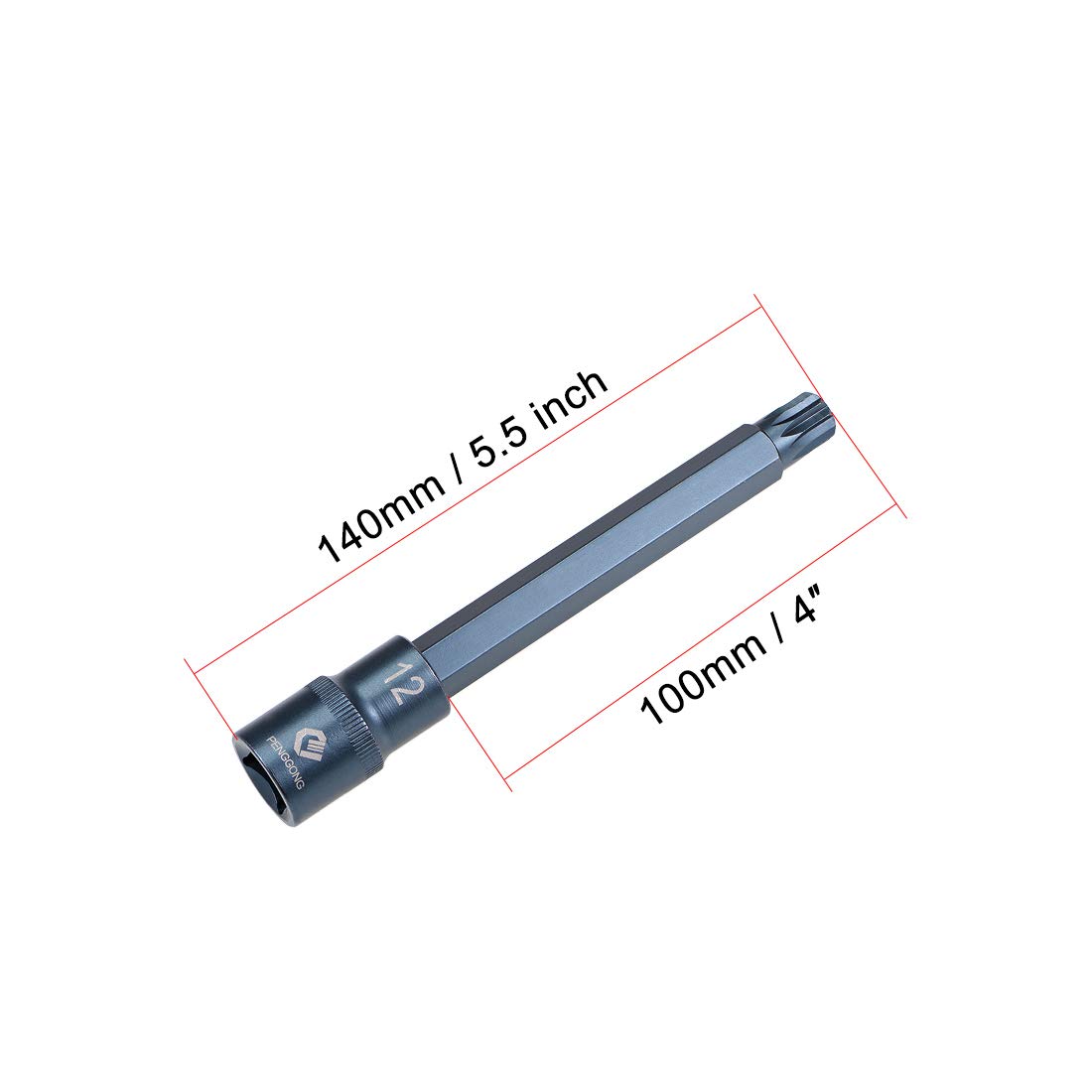 Uxcell Steckschlüsseleinsatz 1/2 Zoll Antrieb – S2 Stahl, 140 Mm Lang, 2 Stück, M12