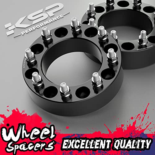 Ksp 2 Inch 8X170 Wheel Spacers For 2003-2023 Ford F250 F350, 2Pcs 8X170Mm Lug Centric Wheel Adapters 125Mm Hub Bore With M14X1.5 Studs, 50Mm 8 Lug Black Forged Rim Spacer, Not Hubcentric #TOP4