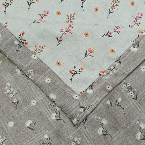 Image of Florida Reversible Cotton Dohar - Single Size (220x160 cm, 90 GSM, Orange Floral Pattern), Soft & Lightweight Blanket for All Seasons, Breathable & Skin‑Friendly Fabric