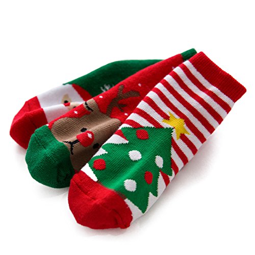 Baby Toddler Christmas Socks Girls Boys Chirldren Kids Thincken Warm Christmas Sock 3 Pairs3