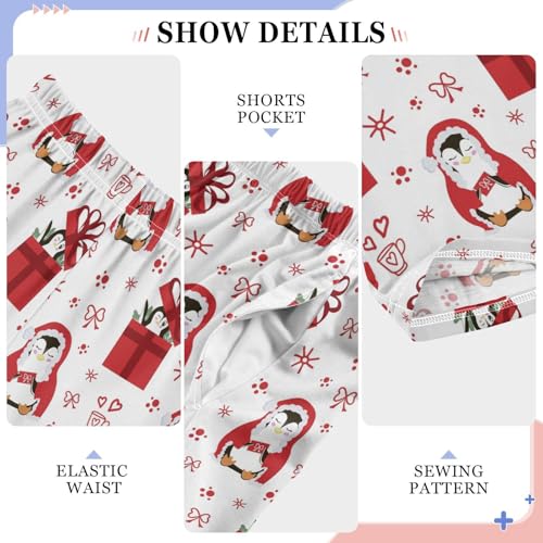 ZZXXB Xmas Penguin Gift Boys Long Pants Soft Trousers Elastic Waist Kids Lounge Bottoms with Pockets S-XL4