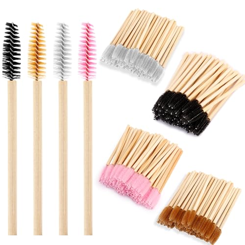 Exacoo 200 carretes de pestañas para extensiones de pestañas, cepillo de cejas, cepillo de pestañas, peine desechable, varitas de rímel, cepillo de pestañas, cepillo de pestañas, carrete de cejas