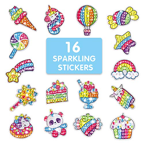 Big Gem Diamond Painting Kit for Kids Make Your Own 16 Magical Stickers 2 Suncatchers Arts and Crafts for Girls and Kids Diamond Art for Kids Creativity DIY Paint Arts Supplies