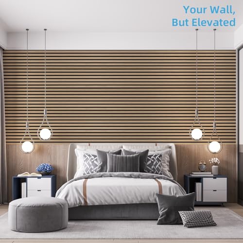 Image of Art3d 94 x 12.6 Inch Acoustic Lightweight Slat Wall Panel, 4-Piece, Boxwood