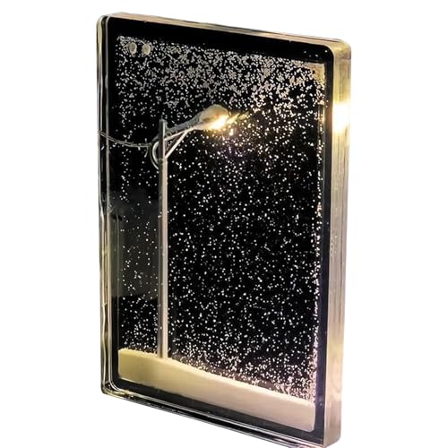 SnowTales DIY Snow Globe Night Light | Winter Village Table Lamp with Realistic Snowflakes | Battery-Operated Christmas Decor for Home, Desktop | Festive Gift for Kids & Adults