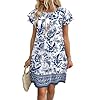 OFEEFAN Womens Summer Dresses 2026 Ruffle Sleeve Round Neck Loose Swing Sundresses with Pockets Plain/Print