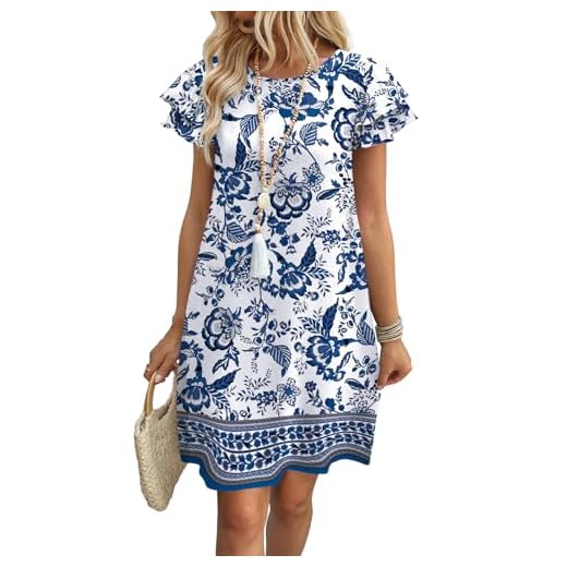 OFEEFAN Dresses for Women 2026 Spring Summer Sundresses Boho Floral Beach Vacation Clothes Hawaiian Casual Outfits Print 12 L