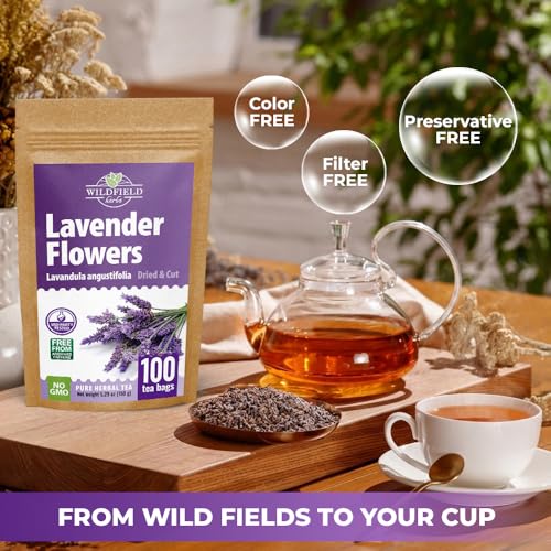 Image of 40 Bags Lavender Herb Lavender Buds Herbal Tea (Lavandula Angustifolia) - 40 Count 1.5g Bags Flowers Dried Tea Flores De Lavanda