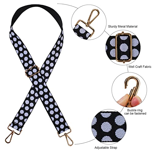 Image of Purse Strap Wide Shoulder Straps, Adjustable Crossbody Bag Strap, Replacement Straps for Women Handbag Canvas (Dot white)