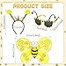 Horolam Bee Costume Accessories, Bee Costume Adult Women with Wings Antenna Headband Galsses Yellow Tutu for Girls
