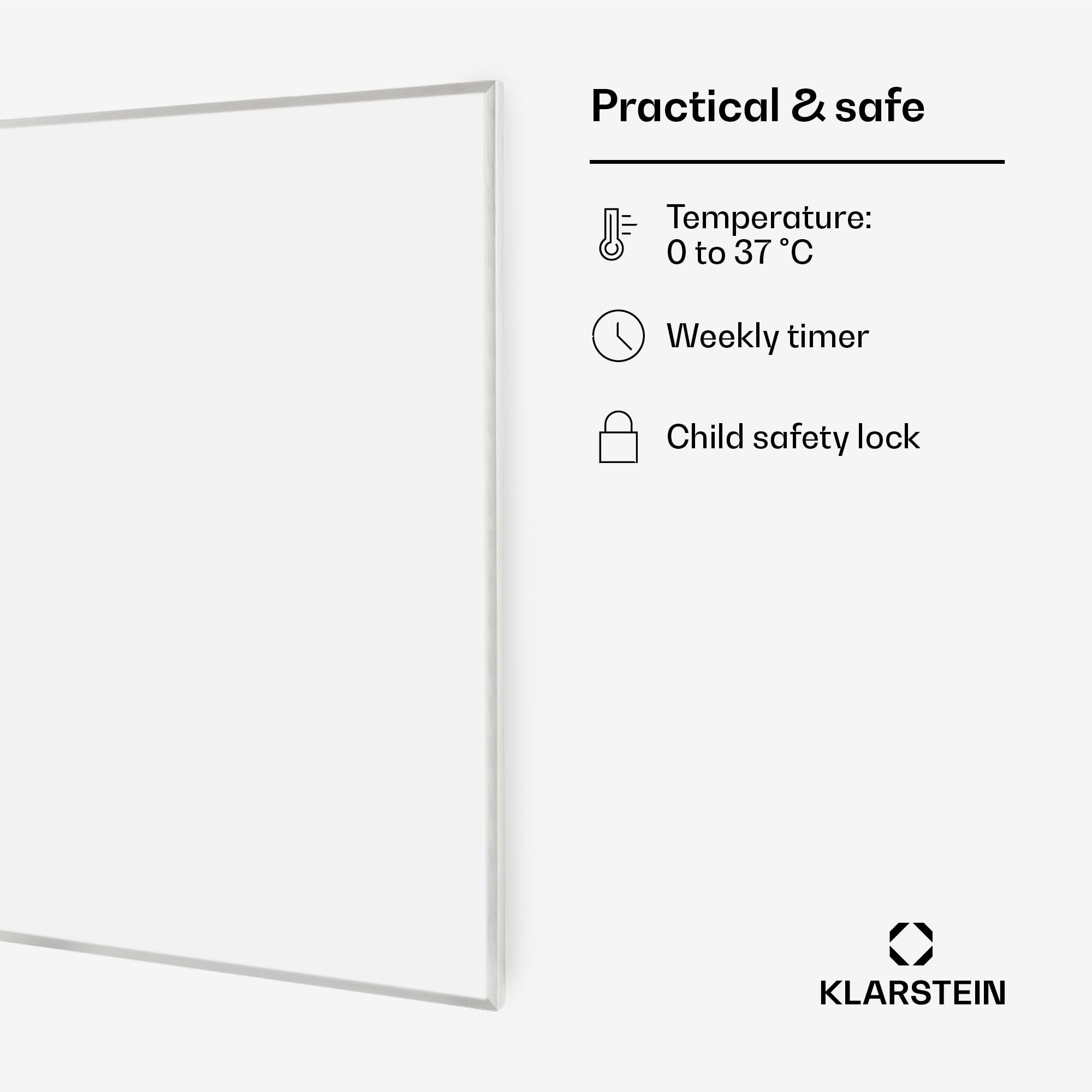 Klarstein Ogrzewanie na podczerwień z termostatem, 600W grzejnik elektryczny, Smart Home ogrzewanie do montażu ściennego, IR ze sterowaniem IoT/WiFi, Płaski grzejnik do pomieszczeń wilgotnych, bez CO2