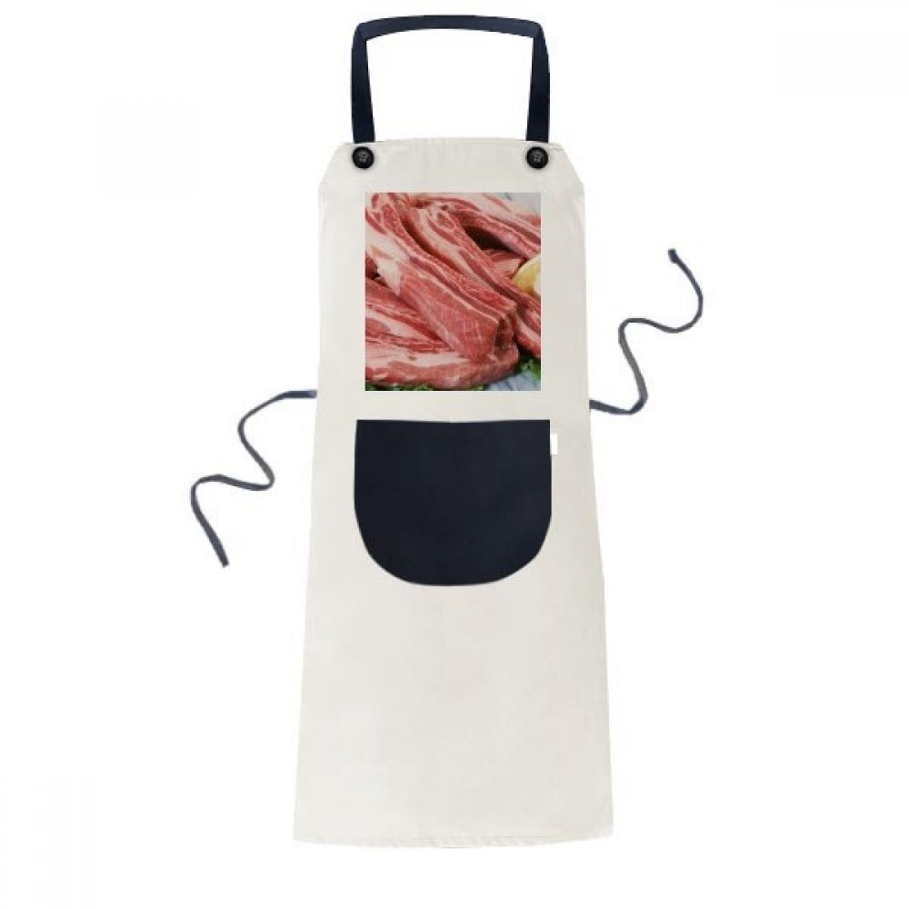 Tablier viande crue beige réglable 70x67cm avec poche pour cuisine et chef