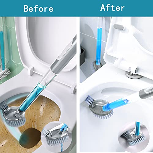 Toilet Bowl Brush And Holder Set, Bathroom Toilet Cleaner Brush With Soap Dispenser,Refillable Toilet Brush Holder With Liquid Dispenser (Grey) #TOP2
