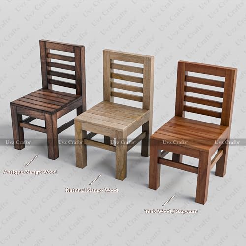 Image of Wooden Small Chair for Toddlers, Solid Mango Wood, 11.5 x 10 x 20 Inch, Durable & Safe, Antique Style, for Home & Play Area | chair02