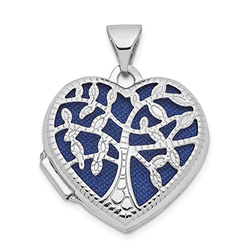 Jewels By Lux 14k White Gold 18mm Heart w/Tree Locket
