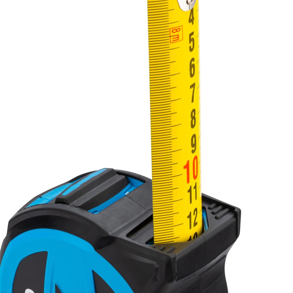 OX Pro 8m/26ft Tuff Blade Tape Measure Magnetic Dual Hook & 32mm Wide Blade, Blue / Black - Image 2