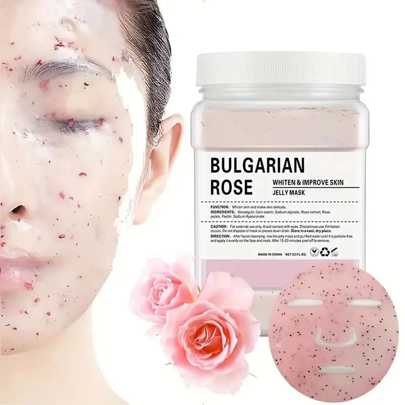 URBANMAC Bulgarian Rose β Mask For Facial Skin Care, Natural Gel Hydro Face Mask, Moisturizing, Revitalizing & Hydrating, Mask Powder For Wrinkles & Acne