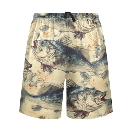 Men's Short Pajama Bottoms Fish Bass Sea Camo Home Casual Sleep Pants