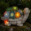 Solar Garden Outdoor Statues Turtle with Succulent and 7 LED Lights -Waterproof Animal Lawn Decor Statue for Patio, Balcony, Yard Ornament for Mom Grandma Women