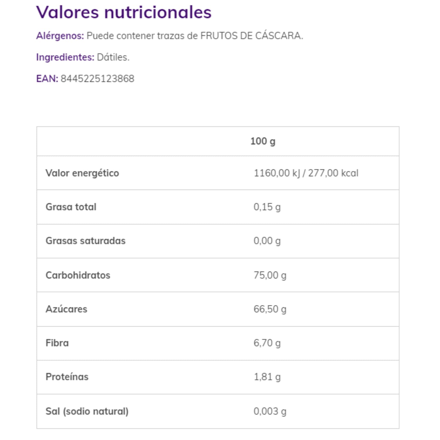 Dátiles Medjool Premium 1 kg nut&me | 100% natural | Sin gluten, sin lactosa | Sin OGM | Vegano | Halal | Kosher |