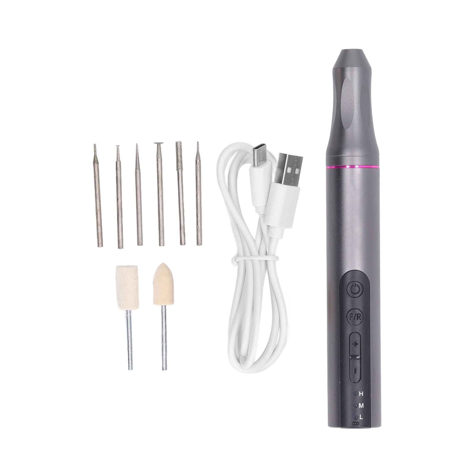 Penna per Lucidatura Elettrica, 6000-20000 RPM Lega di Alluminio LED Levigatrice Rotativa Senza Fili Alte Prestazioni Basso Rumore 650mAh Regolazione multi-velocità per Fai Te
