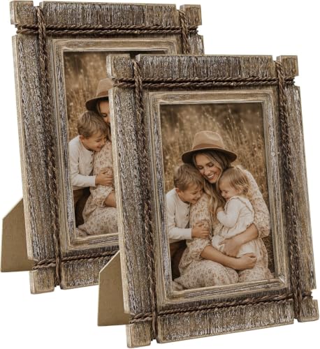 takfot Rustic 5x7 Picture Frames Wooden Photo Frame Set of 2