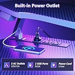 MOTPK Gaming Desk with Power Outlet & LED Lights, Computer Desk 48 Inch with PC Storage Shelf, Gaming Table with Carbon Fiber Texture, Gamer Desk, Gift for Boys Men, Black - Image 5