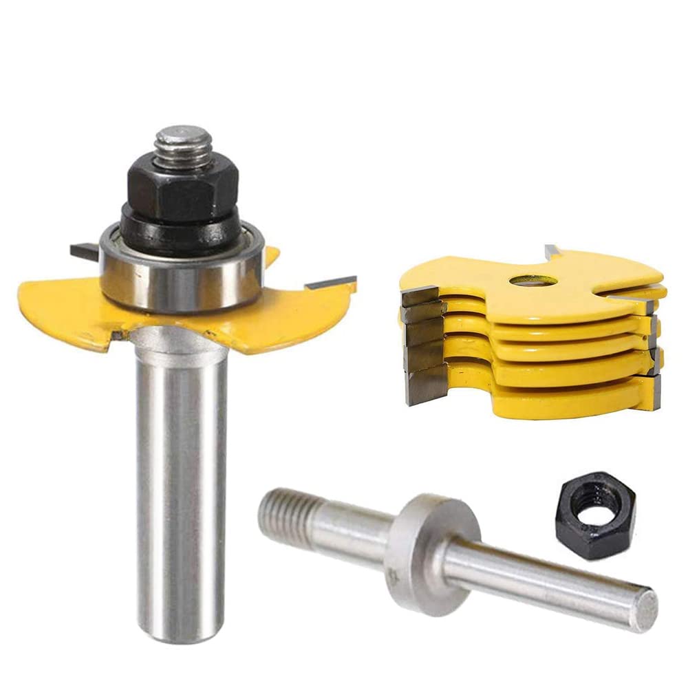 Mesee Lot de 6 fraises à rainurer en T - Tige de 8 mm - Empilables et réglables - Pour machine à graver