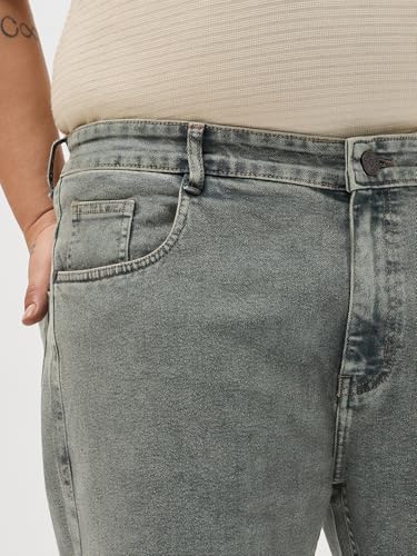 Image of Urbano Plus Men's Regular Fit Heavy Washed Denim Jeans Stretchable