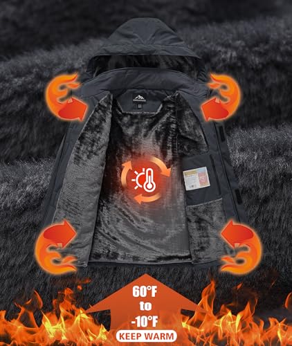 Image of Mens Winter Snow Jacket Waterproof Ski Jackets Snowboard Rain Warm Coat Insulated Hood Fleece Lined