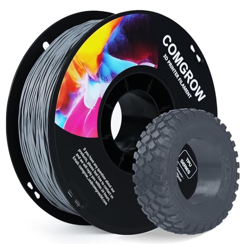 Image of Comgrow TPU Filament 1.75, 3D Printing Filament, Flexible 3D Printer Filament, 95A Soft 3D Printing Filament fit Most 3D Printers Dimensional Accuracy + /- 0.02mm Filament TPU Grey 1kg (2.2lbs)