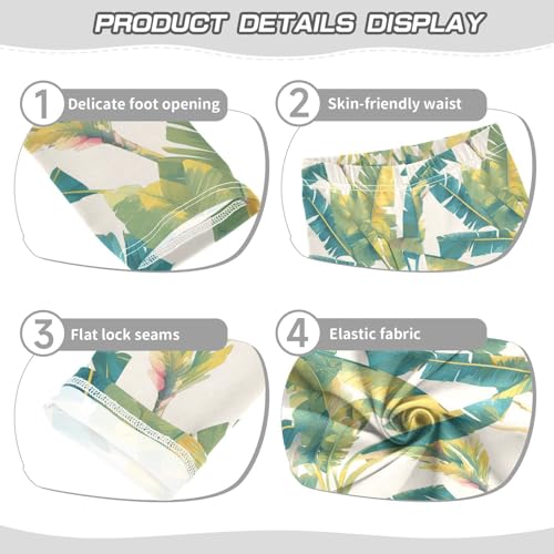 KLL Tropical Banana Leaf Girls Cotton Leggings Stretch Full Length Yoga Pants Sports3