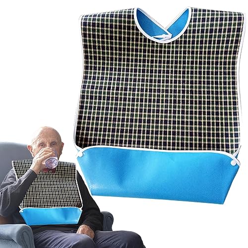 POCHY Adult Bibs for Eating, Unisex Adult Bibs, Waterproof & Washable Dining Clothing Protector, Adult Bibs with Crumb Catcher, Reusable Adult Bibs for Elderly