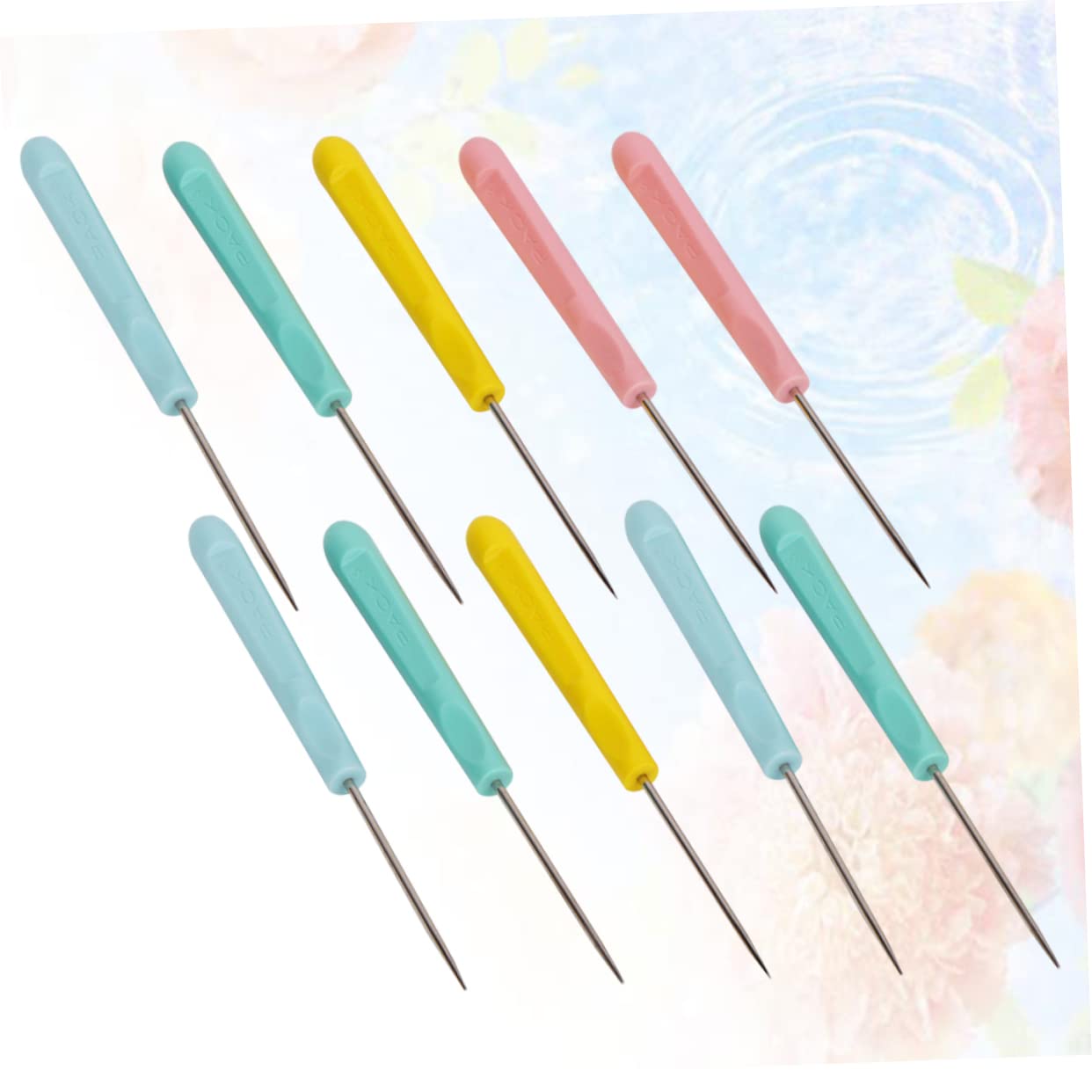 IWOWHERO DIY Sewing Accessories Set 10pcs Plastic Handle Awls for Needles and Stitch Marker DIY Projects Random