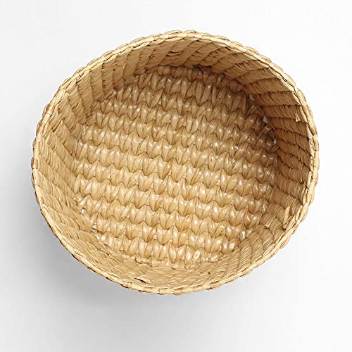 Image of HabereIndia - Kouna Grass Planter Cum Round Storage Basket (Beige, 18 X 18 X 18 Cm)