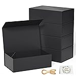 RYDDOY 5 Pack Black Gift Box, 12x6x4\'\' Gift box for Presents with Lids Magnetic Closure Rectangle Collapsible for Groomsman Proposal Box, Wedding, Christmas, Halloween, Birthday Gift Packging